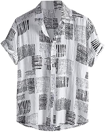 XXBR Хавайска Риза за Мъжете, Ризи в Етнически Стил с V-образно деколте, Ежедневни Свободни Блузи с Флорални Принтом и Къс Ръкав Копчета