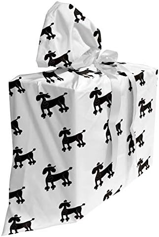 Подаръчен Пакет за кучета, Изработени във формата на Силует Кученце-Пудел в Черно Минималистичном дизайн, Платнена Торбичка за подарък на парти
