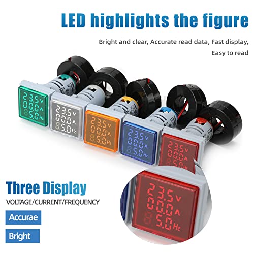 Мини цифров волтметър Manhua с voltamonitor ярък led дисплей voltalamp 22 мм пятицветная квадрата панел 110v220v10A - (Цвят: жълт)