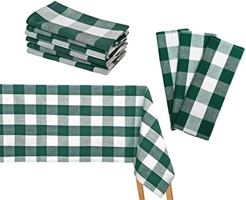 Правоъгълна Памучен покривка (63x109) - Набор от плат салфетки от 6 броя (18x18) - Комплект от памучен кухненски кърпи от 3 броя