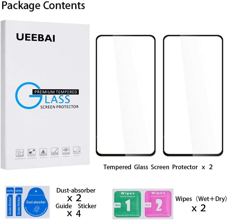 UEEBAI 2 Опаковки със Защитно фолио за Samsung Galaxy A34 5G, Закалено Стъкло HD Прозрачен Защитен калъф за сензор Удобна, Лесна Инсталация, Стъкло, без мехурчета, с Пълно покрива?