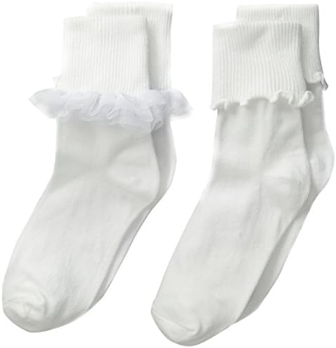Чорапи Джефрис За момичета с рюшами и Вълнообразни ръбове, с белезници, по 2 чифта В опаковка
