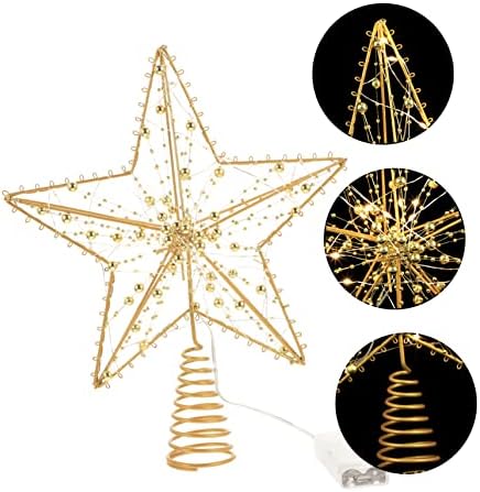 BESTOYARD Пентаграм Върхът на Дървото Звезда Коледно Дърво Topper Осветени Звезда На Върха на Дървото Коледен Декор Finial Коледна Звезда