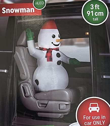 Надуваем Снежен човек Gemmy Car Buddy Airblown Надувное Автомобилно бижу за употреба Само в колата, бяло, I-9