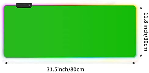 Геймърска подложка за мишка Meffort Inc RGB - XXL Led подложка за мишка игри с изработени по индивидуален дизайн ръбове (31,5 x 11.8 инча, зелен екран)