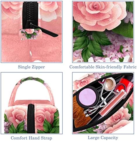 Чанта за Тоалетни принадлежности, Пътни Косметичка за Грим за Жените и Мъжете, Букет от Розови Цветя за Деня На Майката