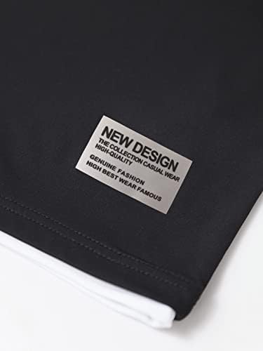 FIOXA / Мъжки облекла от две части, мъжка риза 2 в 1 с заплатками под формата на букви и къси панталони с завязками на талията (Цвят: черен,