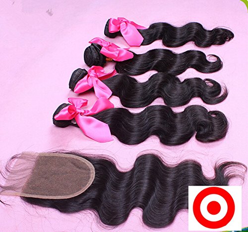 DaJun Hair 7A Средната Част на Лейси Закопчалка с 3 Греди Камбоджа Девствени Човешка Коса Remy Обемна Вълна Естествен Цвят (марка: