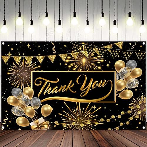 YCUCUEI 72x43 инча Черен Златен Фон с благодарност Банер Благодарност на Служителите Благодарение на Служителите на Учителите Профессорам