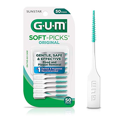 Софт клечки за зъби GUM-6323R Оригинални конци за зъби, 50 броя (опаковка от 6 броя) и клечки за зъби DenTek Triple Clean Advanced