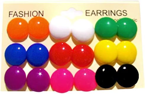 9 Чифта Разноцветни Кръгли Копчета От Акрил, Найлон, Пластмасови Обеци-Барове, Медицински Хипоалергичен, Без Метални Копчета, Чувствителни Уши За Жени
