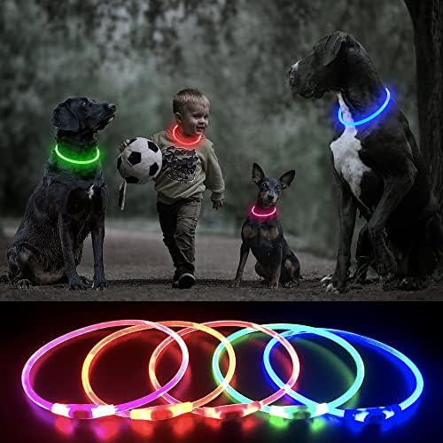 HIGO led нашийник за кучета - USB Акумулаторни светещи нашийници Светят в тъмното, водонепроницаемое led колие за кучета, сигурност