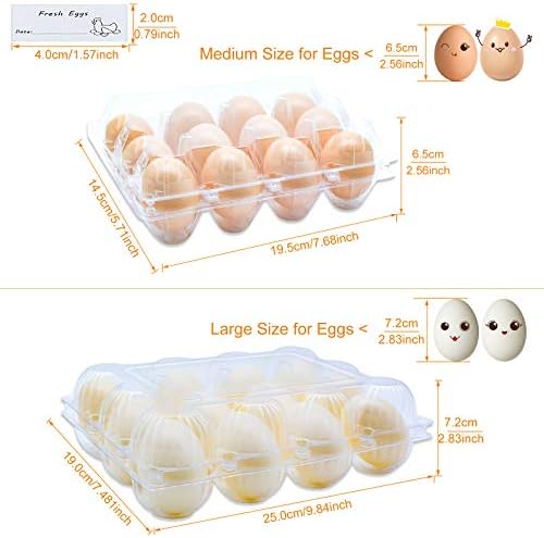 Кутии за яйца в насипно състояние, 60 опаковки, Прозрачни пластмасови празни кутии за яйца с безплатен етикет, сигурно могат да се настанят до 12 яйца, идеален за демо?