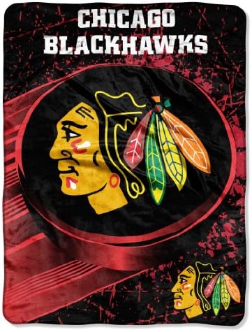 Официално Лицензиран пледовое одеяло NHL Chicago Blackhawks Dash Ice Micro Raschel, 46 x 60, Многоцветное