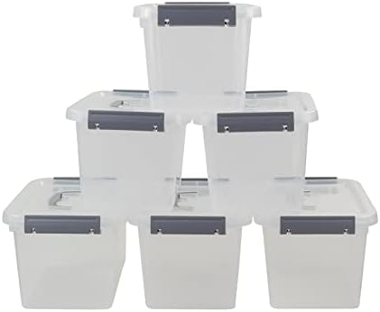 Nesmilers 6 Опаковки Пластмасови Кутии За Съхранение, Малки Прозрачни Контейнери с Капаци, 6 Литра