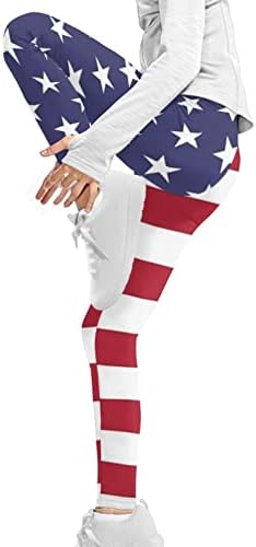 Wanyint Гамаши с Принтом Американски Флаг За Момичета, Сини, в Червената Звездна Лента, Спортни Панталони за Джогинг, Йога,