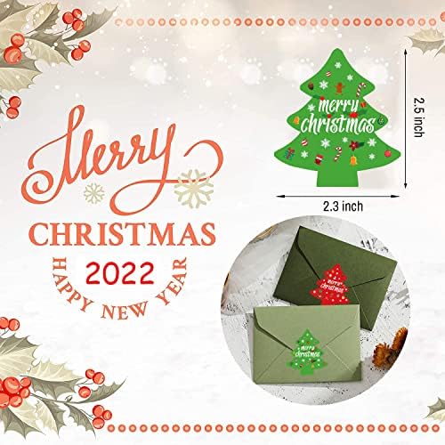 Коледни Елементи, Стикери с Печат във формата на Дърво, 2,3 X 2.5 инча, Забавни Коледни Подаръци Етикети, Етикети за Торбички, Пликове, Картички,