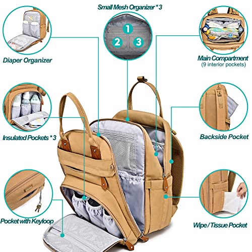 Раница-чанта за памперси BabbleRoo - Пътна чанта за бебешки принадлежности - богат на функции Водоустойчива чанта за Памперси,