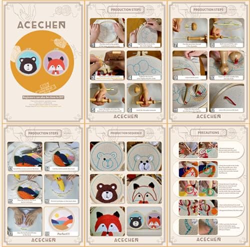ACECHEN 2 Комплект стартови комплекти за бродерия перфорационной игла, комплект за закрепване на изтривалки за начинаещи деца