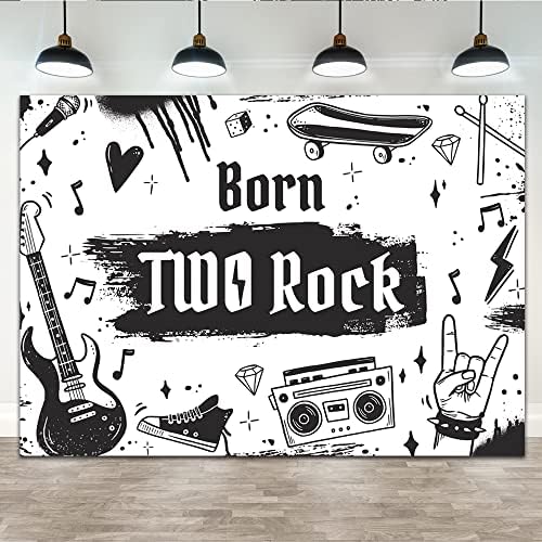 Lofaris 7x5ft Born Two Rock Фон честит Рожден Ден на Момиче, Момче на Хип Хоп Дете е на 2-ри Рожден Ден на Фон за Снимки Свежи Принц Парти