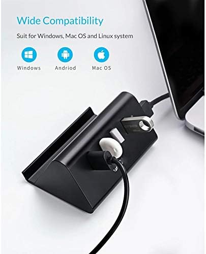 SBSNH 5 Gbit/с Високоскоростен Мини 4 Порта USB3.0 HUB-Сплитер за вашия Десктоп на лаптопа с Поставка-Държач за Телефон, Таблет