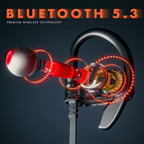 Слушалки iJoy Sport Bluetooth с заушниками за бягане /тренировки - Подобрена технология Bluetooth 5.3 с вградени бутони за управление