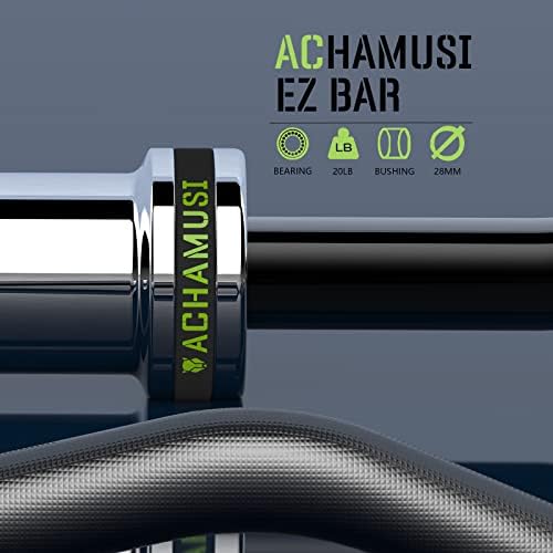 47 EZ Bar Curl - Търговски Олимпийска скручивалка с медни втулками с прахово покритие, чудесно За упражнения на бицепс и разгибание трицепс,