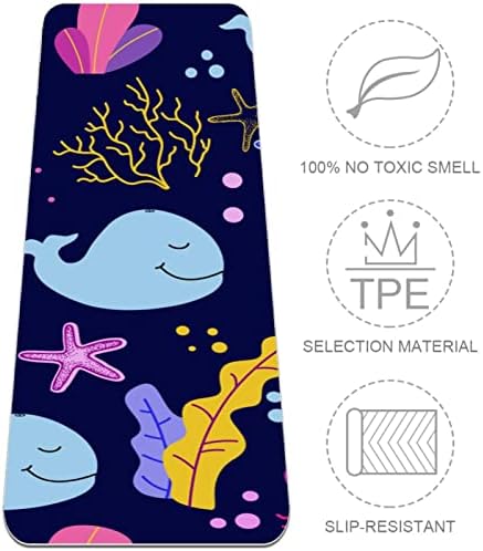 Сладък Cartoony Кит, Миди, Морски Корали и растения, Еко-килимче за Йога, 6 мм Дизайн на Принт, Нескользящий подложка за