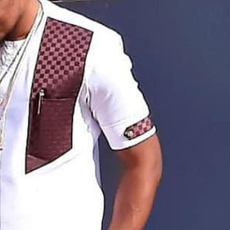 Мъжки t-shirt JINFUHAO Dashiki с кръгло деколте и Къси ръкави в Африка Етнически Стил, Ежедневна Мъжка риза