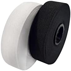 Черно-Бяла Вязаная Еластична лента 0,8 инча (20 мм) - Плоски ластични колани от полиестерни влакна за шиене (10 Ярда - 5 ярда,