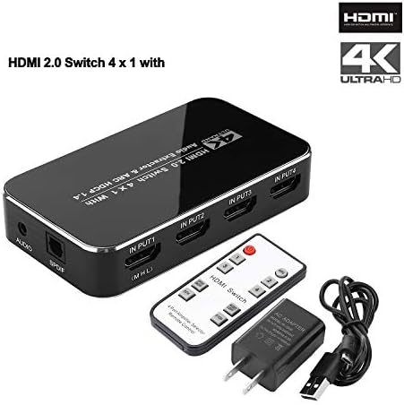 4K HD HDMI Комутатор, fhong 4 Порта 4K x 2K HDMI Switch 2.0 Hub Портове и Конектори и Превключватели с IR дистанционно, за