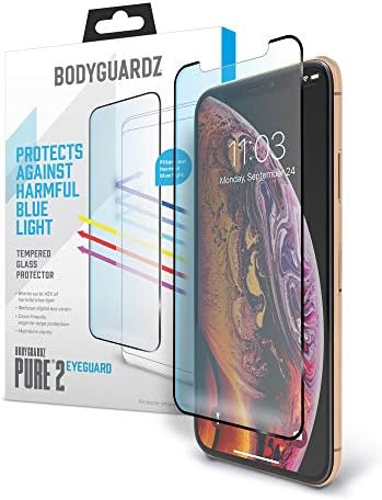 Защитно стъкло BodyGuardz - Pure 2 EyeGuard Glass Screen Protector Защитно стъкло син цвят от край до край за Apple iPhone Xs Max