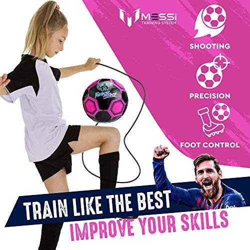 Детски Център футболна топка - Младежки Умен футболна топка 3 размера с тросом за жонглиране, управление на крака, Тренировка на ритници