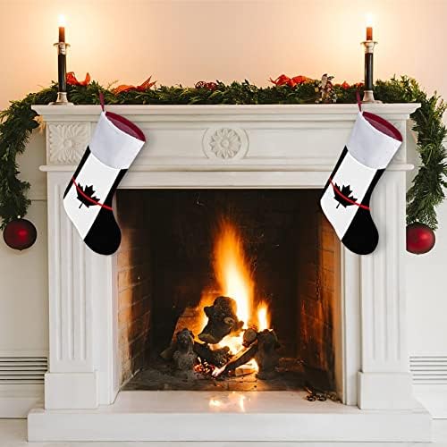 Пожарникари Червена Линия Канада Коледен Отглеждане Окачени Чорапи С Принтом Коледно Дърво Украса За Камината