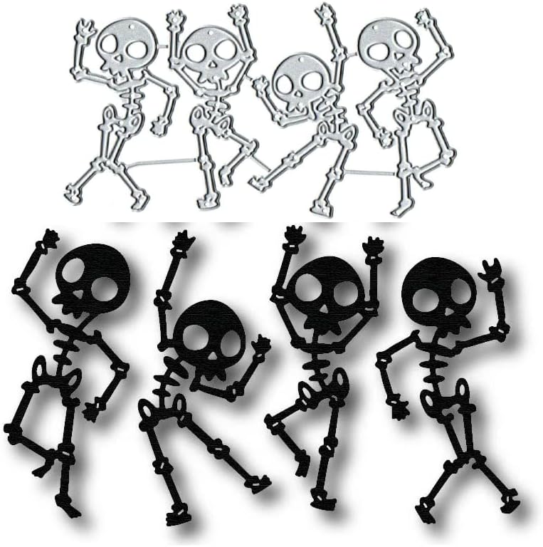 4шт Хелоуин Скелет на Човек Метални Печати, Хелоуин Скелет на Човек Режещи Удари Изрязани Шаблони, Карти Хартия Занаят САМ Шаблон