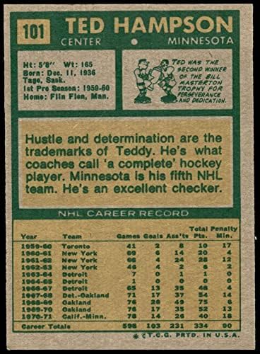 1971 Topps # 101 Тед Хэмпсон Минесота Норт Старс (хокейна карта) в Ню Йорк Норт Старс