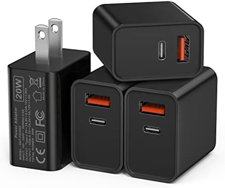 Зарядно устройство Type C от 4 теми, Двоен конектор USB C Мощност от 20 W за бързо зареждане PD и QC3.0 USB A за Samsung Galaxy S21