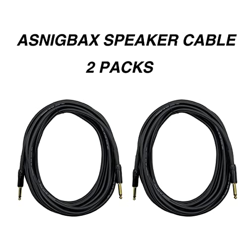 ASNIGBAX от 1/4 до 1/4 Штекерный кабел 25 метра - 2 елемента, 1/4 инча TS Професионален Акустичен Кабел True 12AWG