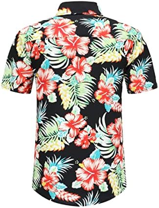 Мъжки Хавайска Риза С Къси Ръкави в Тропически флорални мотиви, Ежедневни, Плажни Ризи с Копчета
