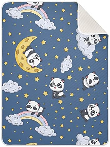 Пеленальное Одеяло Panda Moon Stars Памучно Одеало за Бебета, Като Юрган, Леко Меко Пеленальное Одеало за детско креватче,
