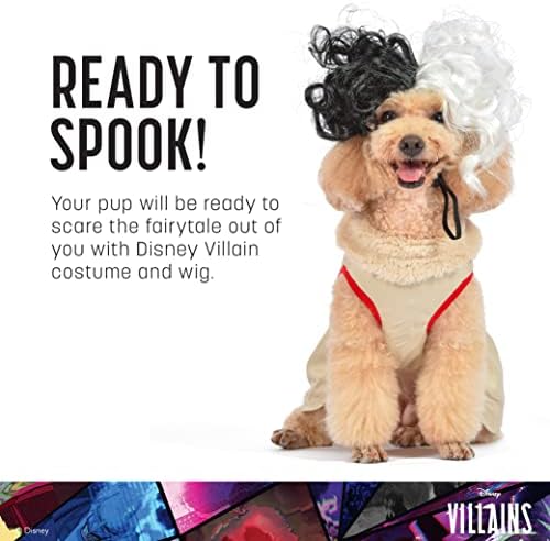 Костюм Круэллы Дисни за домашни любимци за Хелоуин Дисни Villains Cruella - Много Голям размер | Костюми на Дисни Villains на Хелоуин за кучета, Официално лицензиран костюм Disney