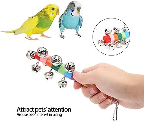 Дървена Играчка за дъвчене птици ELAZAYA, Подвесная играчка за птици с няколко Звънчета, Здрава и устойчива и лесна за инсталиране за Домашни