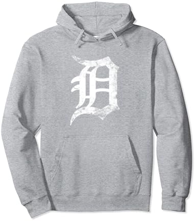 Реколта Буквата D Детройт, код на града Мичиган 313, бял Пуловер с качулка