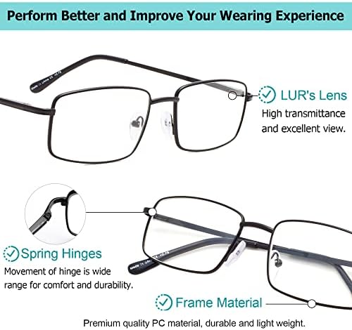 LUR 3 опаковки на метални очила за четене + 7 опаковки очила за четене без рамки (общо 10 двойки ридеров + 3,00)
