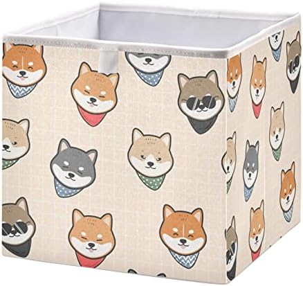 Emelivor, Кутия за съхранение на кубчета японски кучета Shiba, Сгъваеми Кубчета за съхранение, Водоустойчив кош за играчки, органайзер