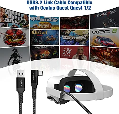 Кабел Miaeueu Линк на 20 метра съвместим с Oculus/ Meta Quest 2/Pro, USB кабел 3.2 Gen 1 от типа A-C, за геймърски конфигурации