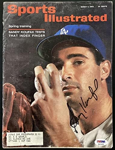 Санди Куфакс Подписа за Спортс илюстрейтид 3/4/63 LA Dodgers HOF Автограф на PSA/ ДНК - Списания MLB с автограф