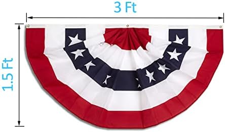 Патриотичен флаг NUOGIC 4 юли с овесени ядки - На закрито /На открито 2-трета страна Плиссированный метод банер с половини фен Плиссированный флаг за 4-те опаковки 1,5x3 фу?