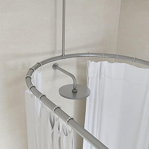 Овална Завеса за душ Naiture от Неръждаема стомана с Покривна опора за баня Clawfoot 72 L X 36 W, Матово Никелова покритие