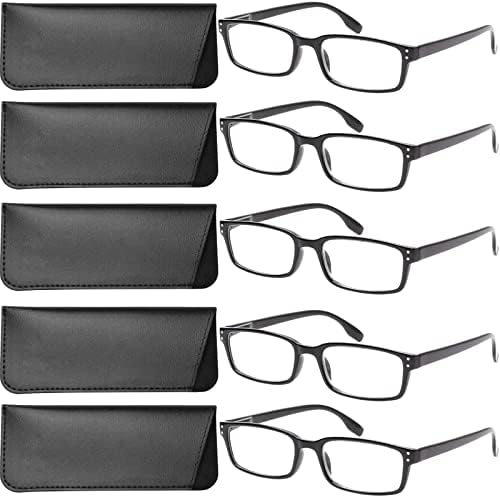 Очила за четене Yogo Vision, мъжки и женски очила за четене, пружинни панти, леки очила, правоъгълен антибликовый филтър, 5 двойки
